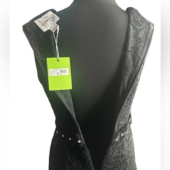 NWT Sam Edelman Black Lace Midi Dress with Accent Waist Size 6 - Picture 9 of 9